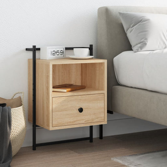Berkfield Bedside Cabinet Wall-mounted Sonoma Oak 40x30x61 cm Engineered Wood