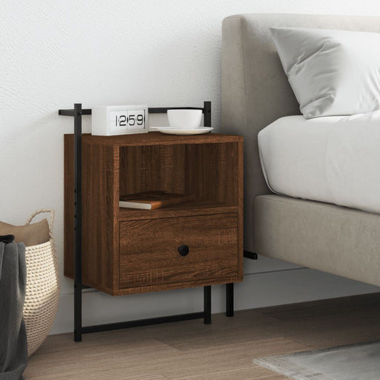 Berkfield Bedside Cabinet Wall-mounted Brown Oak 40x30x61 cm Engineered Wood