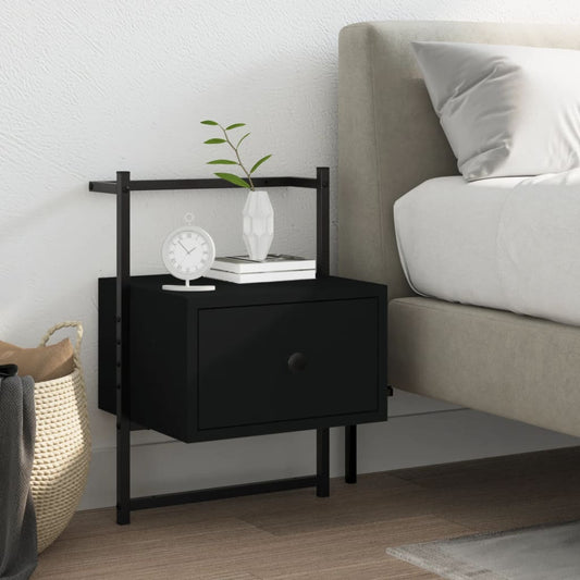 Berkfield Bedside Cabinet Wall-mounted Black 35x30x51 cm Engineered Wood