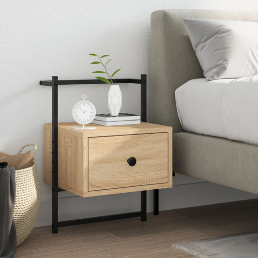 Berkfield Bedside Cabinet Wall-mounted Sonoma Oak 35x30x51 cm Engineered Wood