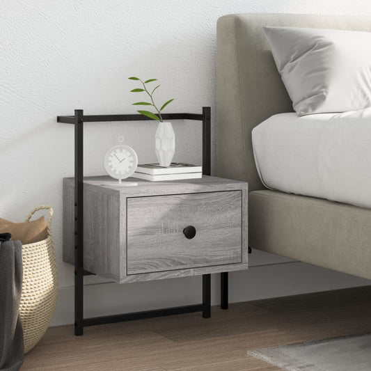 Berkfield Bedside Cabinet Wall-mounted Grey Sonoma 35x30x51 cm Engineered Wood