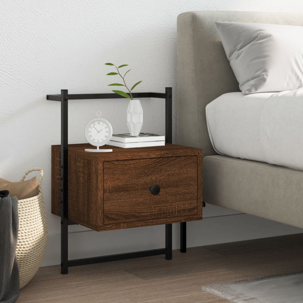 Berkfield Bedside Cabinet Wall-mounted Brown Oak 35x30x51 cm Engineered Wood