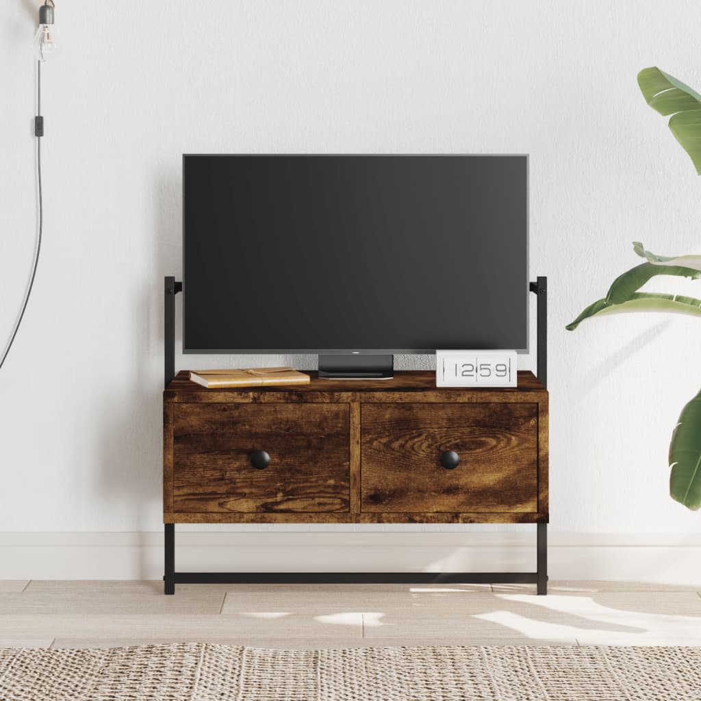 Berkfield TV Cabinet Wall-mounted Smoked Oak 60.5x30x51 cm Engineered Wood