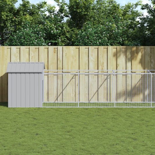Berkfield Dog House with Roof Light Grey 117x609x123 cm Galvanised Steel