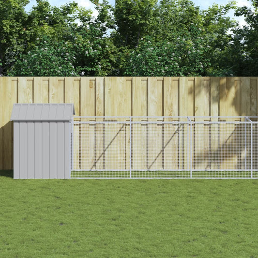 Berkfield Dog House with Roof Light Grey 117x1017x123 cm Galvanised Steel