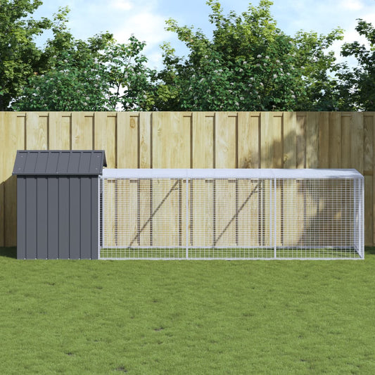 Berkfield Chicken Cage with Run Anthracite 117x405x123 cm Galvanised Steel