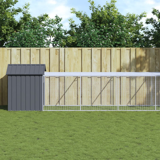 Berkfield Chicken Cage with Run Anthracite 117x1221x123 cm Galvanised Steel