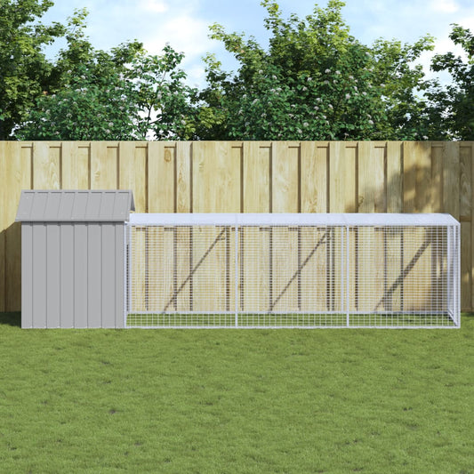 Berkfield Chicken Cage with Run Light Grey 117x405x123 cm Galvanised Steel