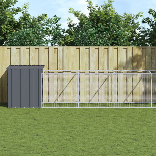 Berkfield Dog House with Run Anthracite 110x1221x110 cm Galvanised Steel