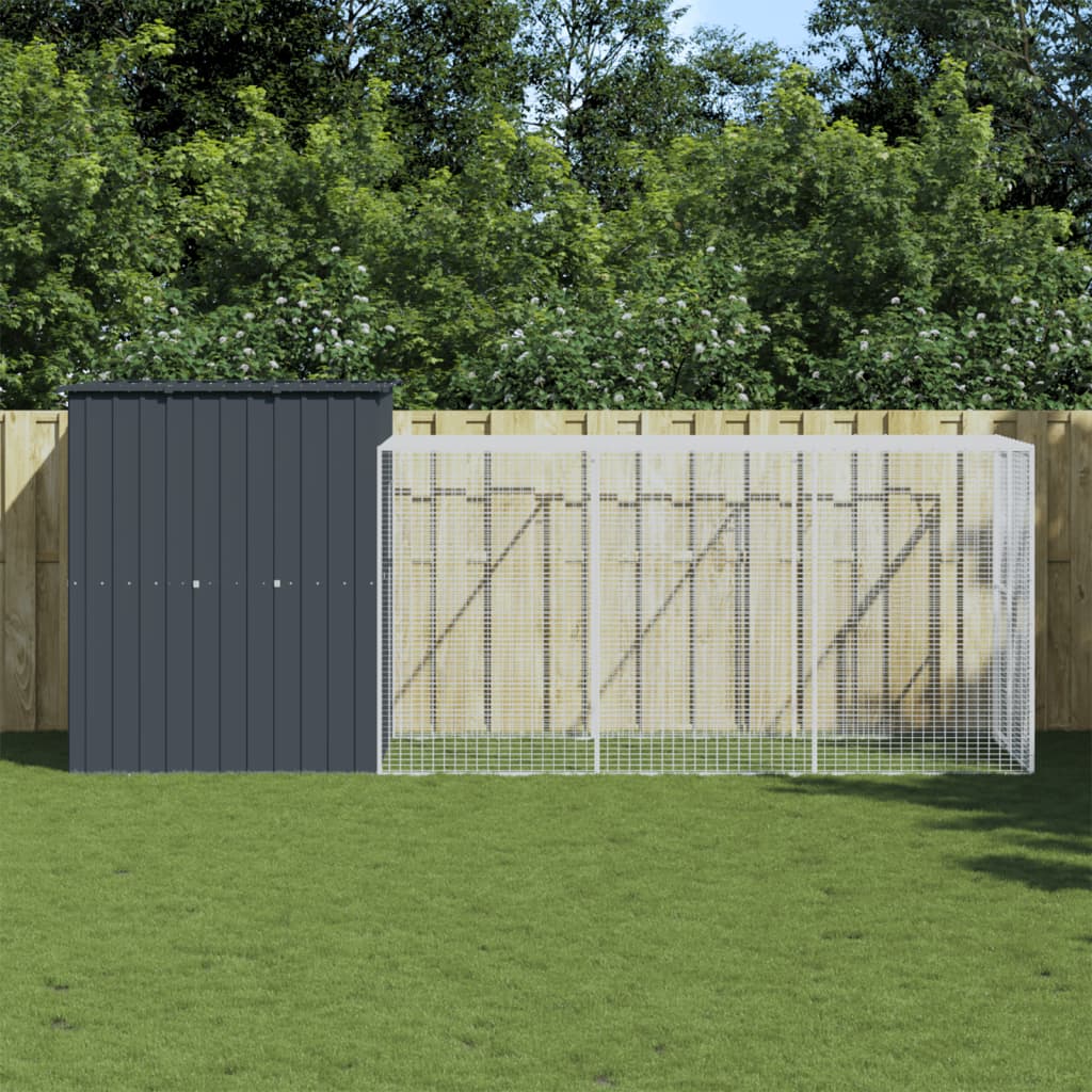 Berkfield Chicken Cage with Run Anthracite 165x455x181 cm Galvanised Steel