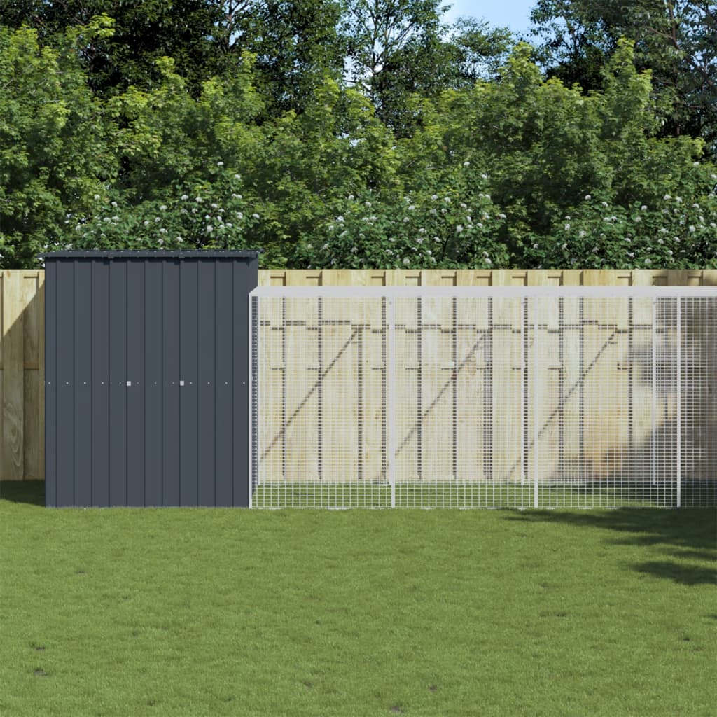 Berkfield Chicken Cage with Run Anthracite 165x1067x181 cm Galvanised Steel