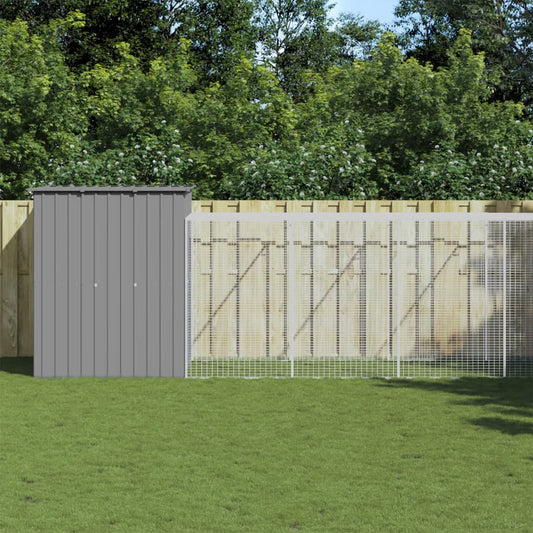 Berkfield Chicken Cage with Run Light Grey 165x1271x181 cm Galvanised Steel