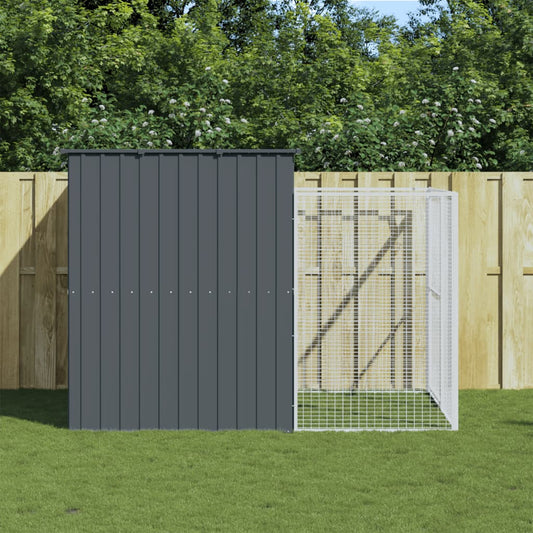 Berkfield Dog House with Run Anthracite 214x253x181 cm Galvanised Steel