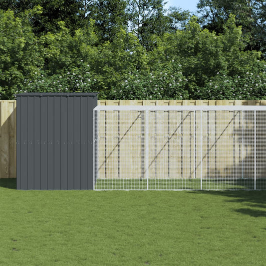 Berkfield Dog House with Run Anthracite 214x1273x181 cm Galvanised Steel