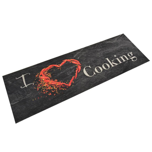 Berkfield Kitchen Rug Washable Cooking Black 60x180 cm Velvet