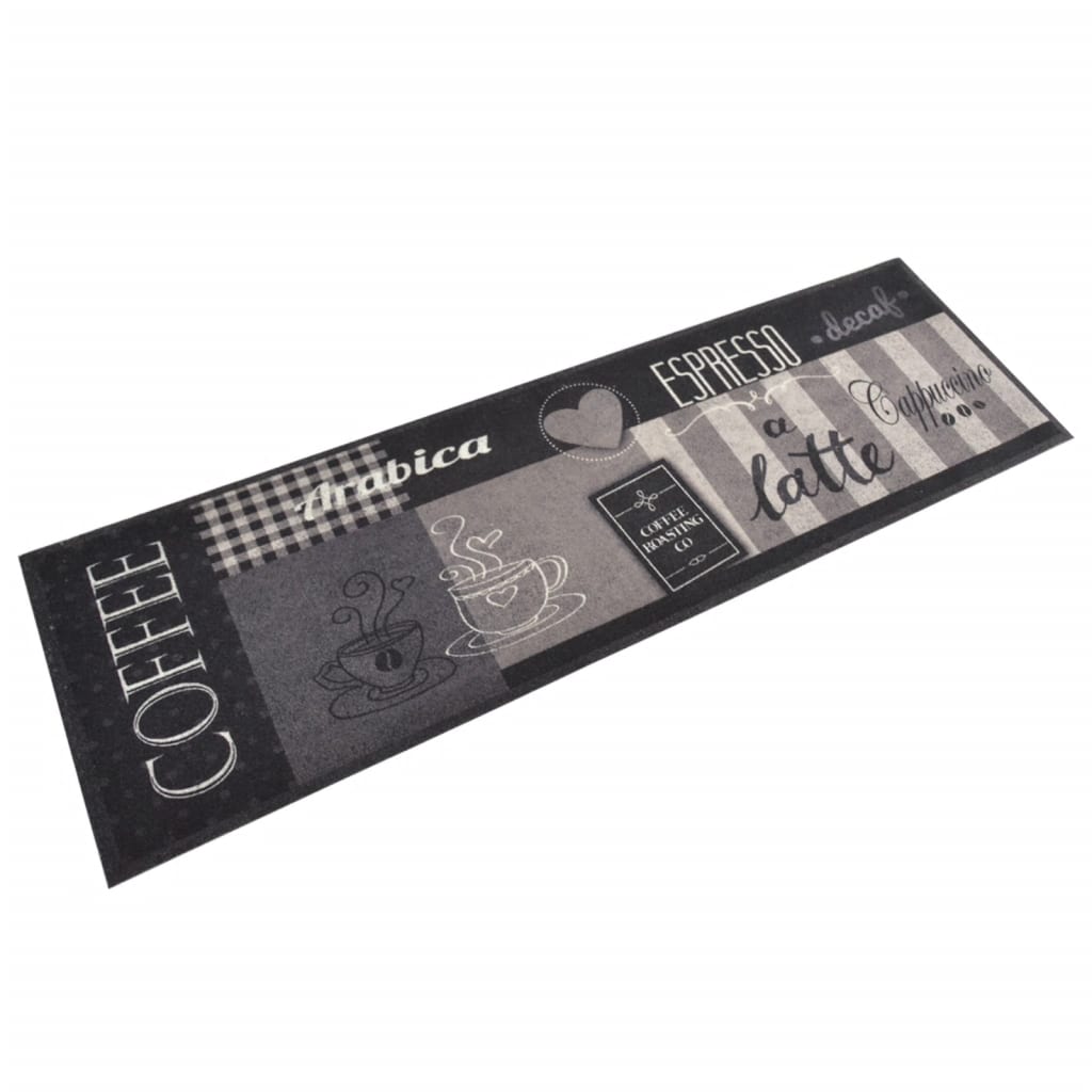 Berkfield Kitchen Rug Washable Coffee Black 45x150 cm Velvet
