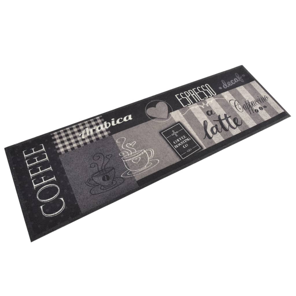 Berkfield Kitchen Rug Washable Coffee Black 60x180 cm Velvet