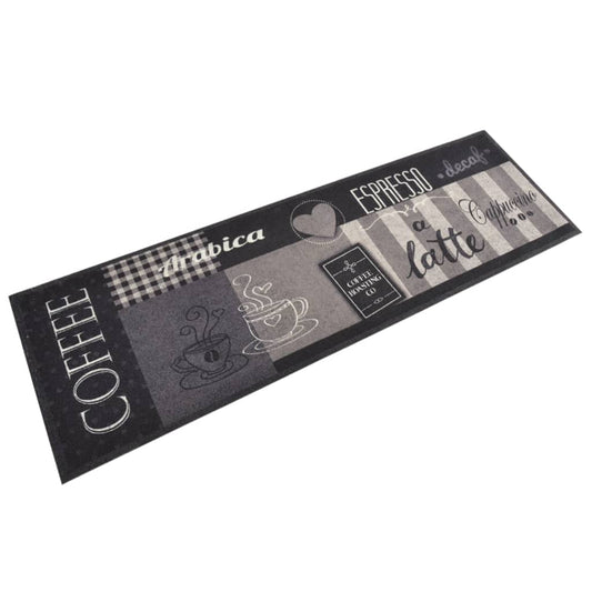 Berkfield Kitchen Rug Washable Coffee Black 60x180 cm Velvet