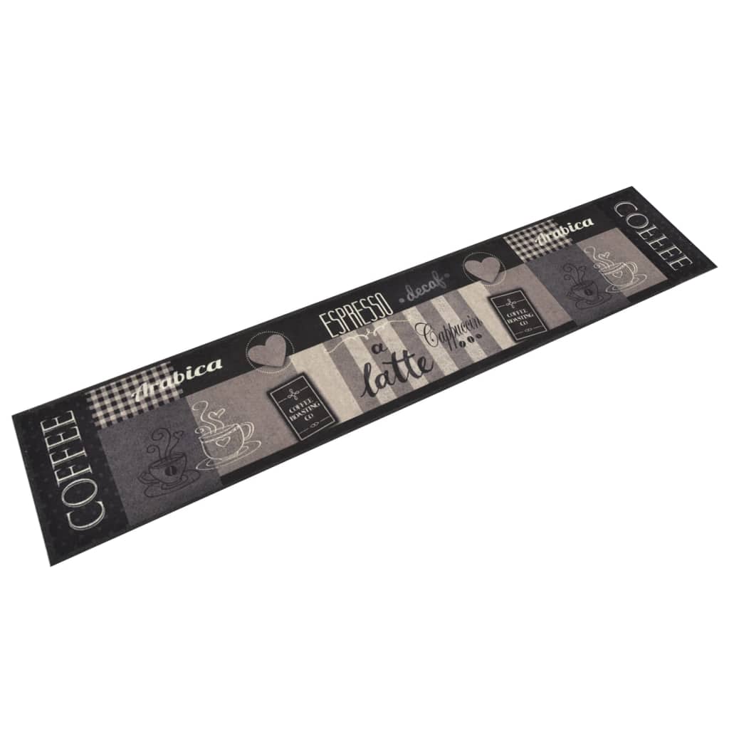 Berkfield Kitchen Rug Washable Coffee Black 60x300 cm Velvet