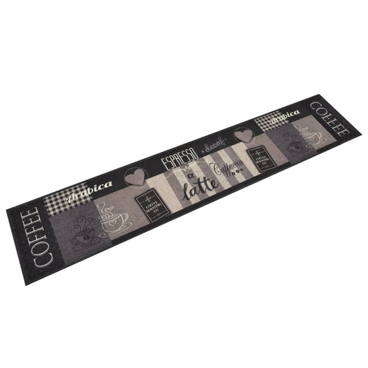 Berkfield Kitchen Rug Washable Coffee Black 60x300 cm Velvet