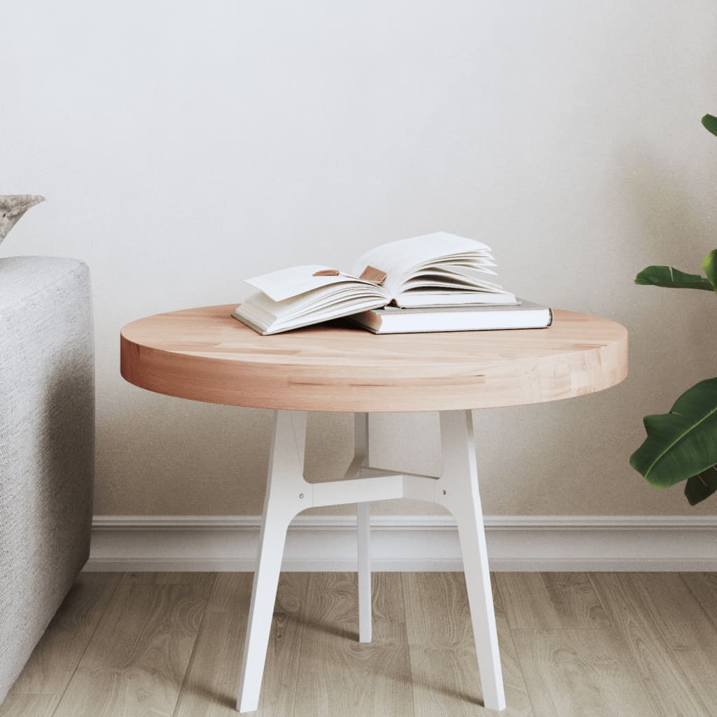Berkfield Table Top �_�”�_50x4 cm Round Solid Wood Beech
