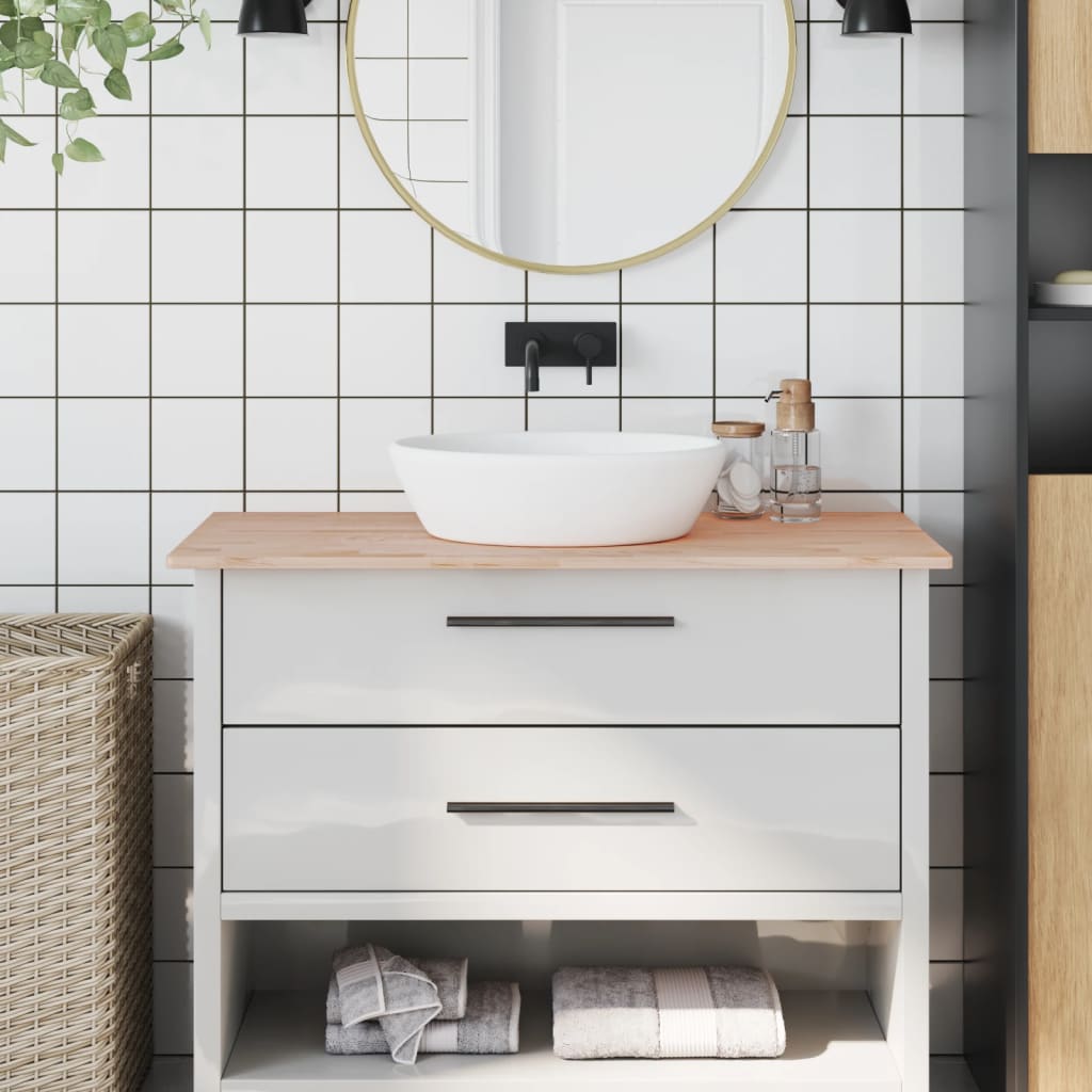 Berkfield Bathroom Countertop 100x50x1.5 cm Solid Wood Beech