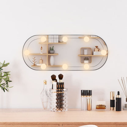 Berkfield Wall Mirror with LED Lights 20x50 cm Glass Oval