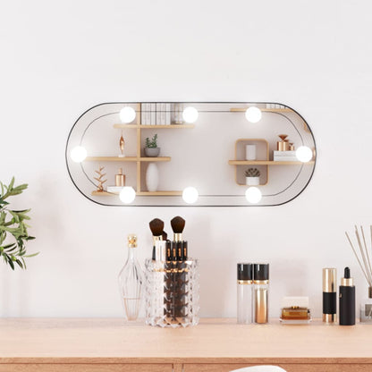Berkfield Wall Mirror with LED Lights 20x50 cm Glass Oval