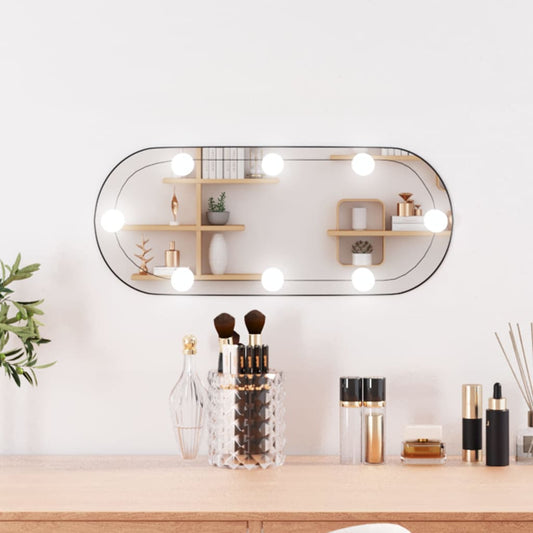 Berkfield Wall Mirror with LED Lights 20x50 cm Glass Oval