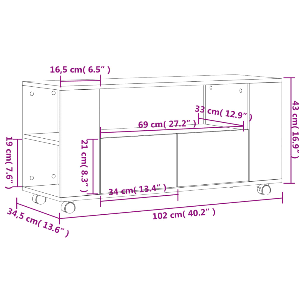 Berkfield TV Cabinet Brown Oak 102x34.5x43 cm Engineered Wood