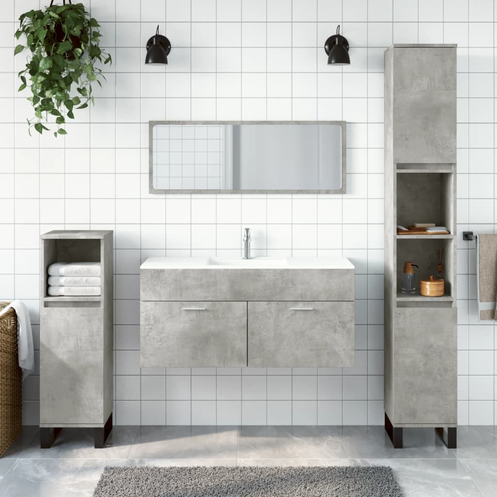 Berkfield Bathroom Cabinet with Mirror Concrete Grey Engineered Wood