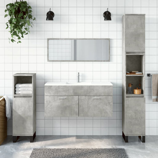 Berkfield Bathroom Cabinet with Mirror Concrete Grey Engineered Wood