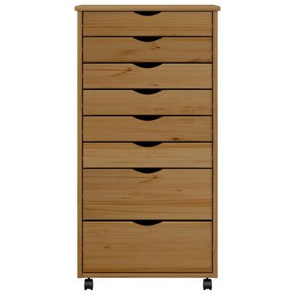 Berkfield Rolling Cabinet with Drawers MOSS Honey Brown Solid Wood Pine