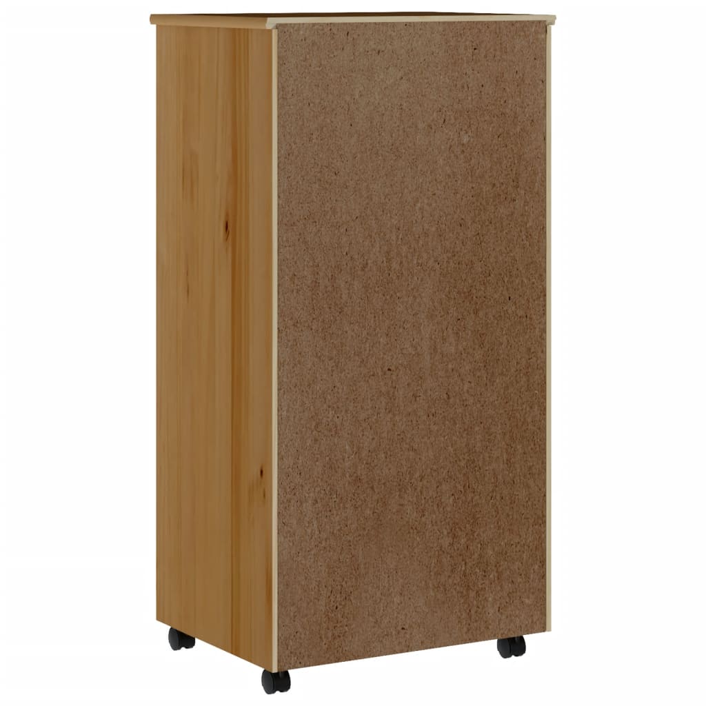 Berkfield Rolling Cabinet with Drawers MOSS Honey Brown Solid Wood Pine