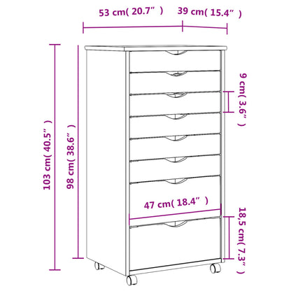 Berkfield Rolling Cabinet with Drawers MOSS Honey Brown Solid Wood Pine