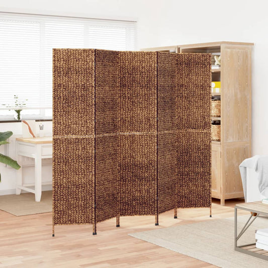 Berkfield Room Divider 5-Panel Brown 205x180 cm Water Hyacinth