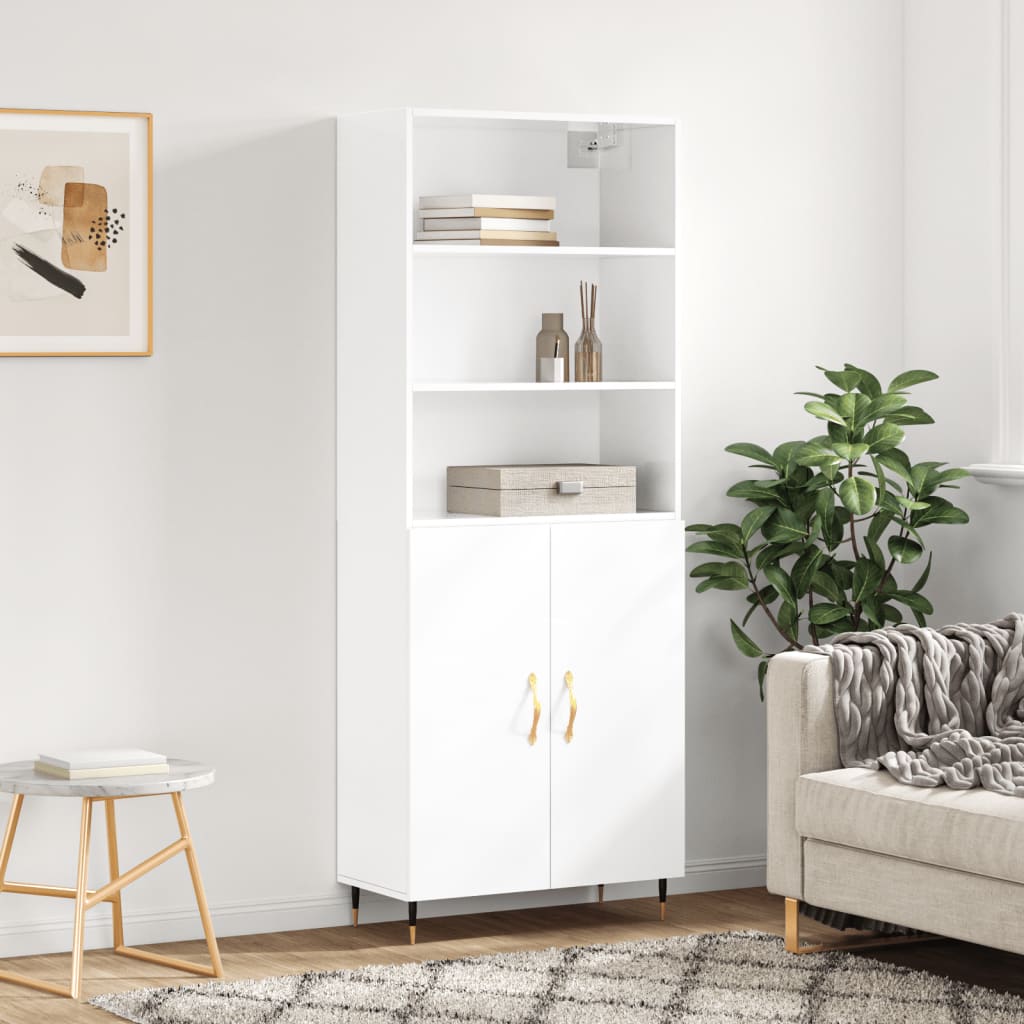 Berkfield Highboard High Gloss White 69.5x34x180 cm Engineered Wood