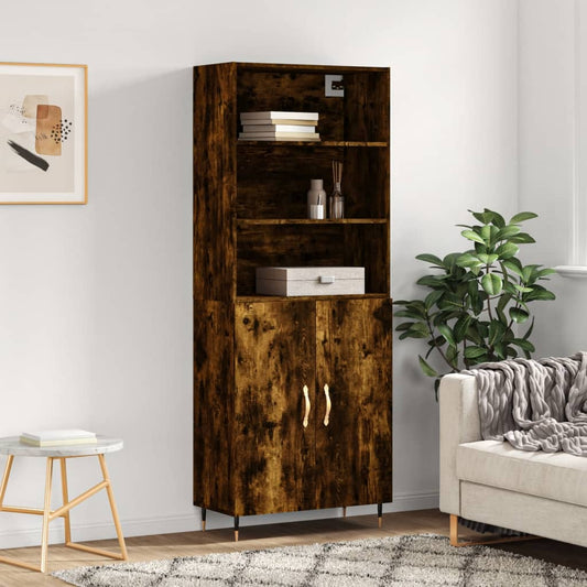 Berkfield Highboard Smoked Oak 69.5x34x180 cm Engineered Wood