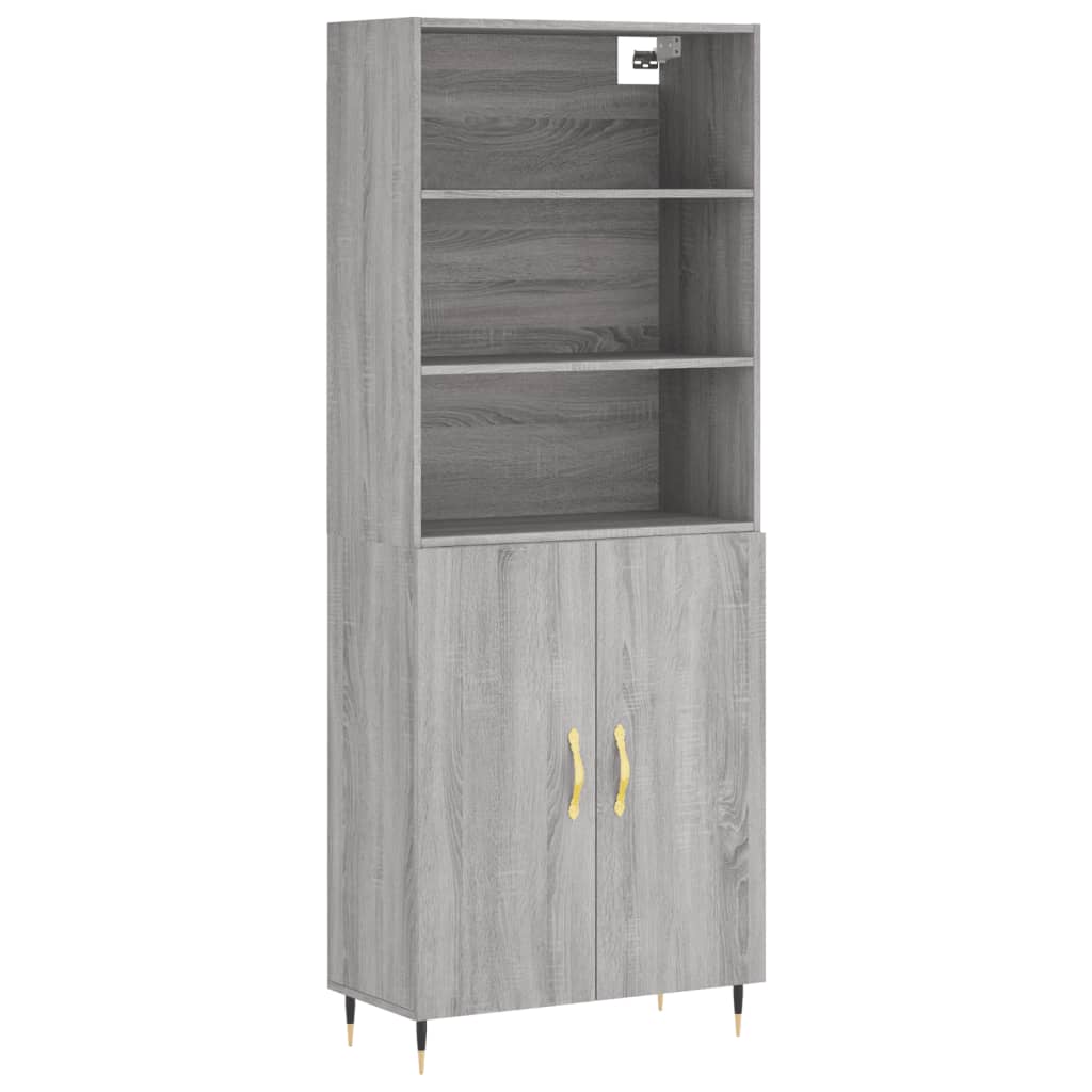 Berkfield Highboard Grey Sonoma 69.5x34x180 cm Engineered Wood