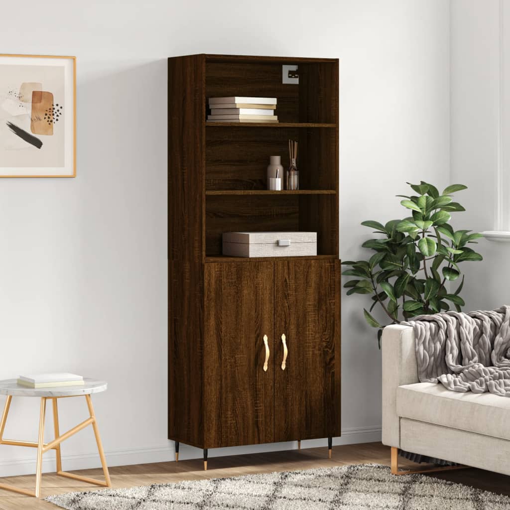 Berkfield Highboard Brown Oak 69.5x34x180 cm Engineered Wood