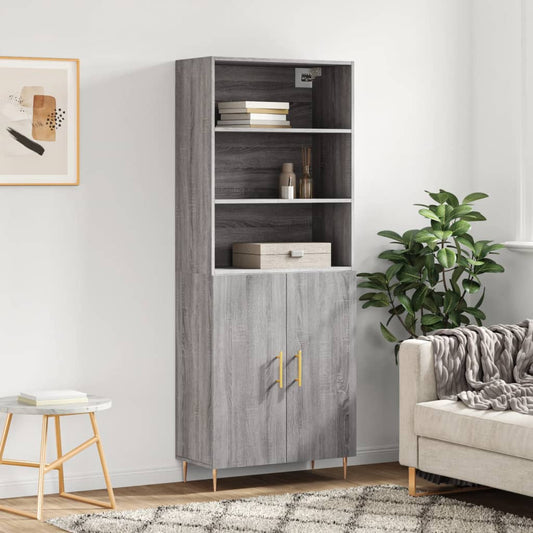 Berkfield Highboard Grey Sonoma 69.5x34x180 cm Engineered Wood