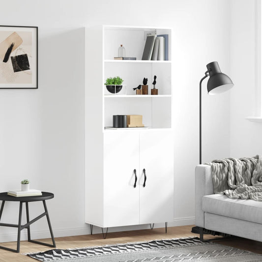 Berkfield Highboard High Gloss White 69.5x34x180 cm Engineered Wood