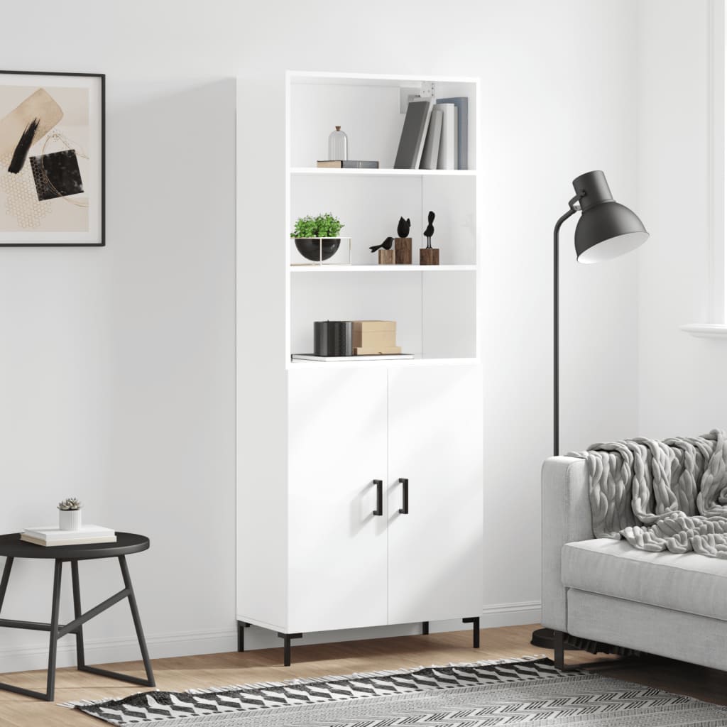 Berkfield Highboard High Gloss White 69.5x34x180 cm Engineered Wood