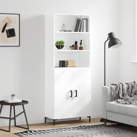 Berkfield Highboard High Gloss White 69.5x34x180 cm Engineered Wood