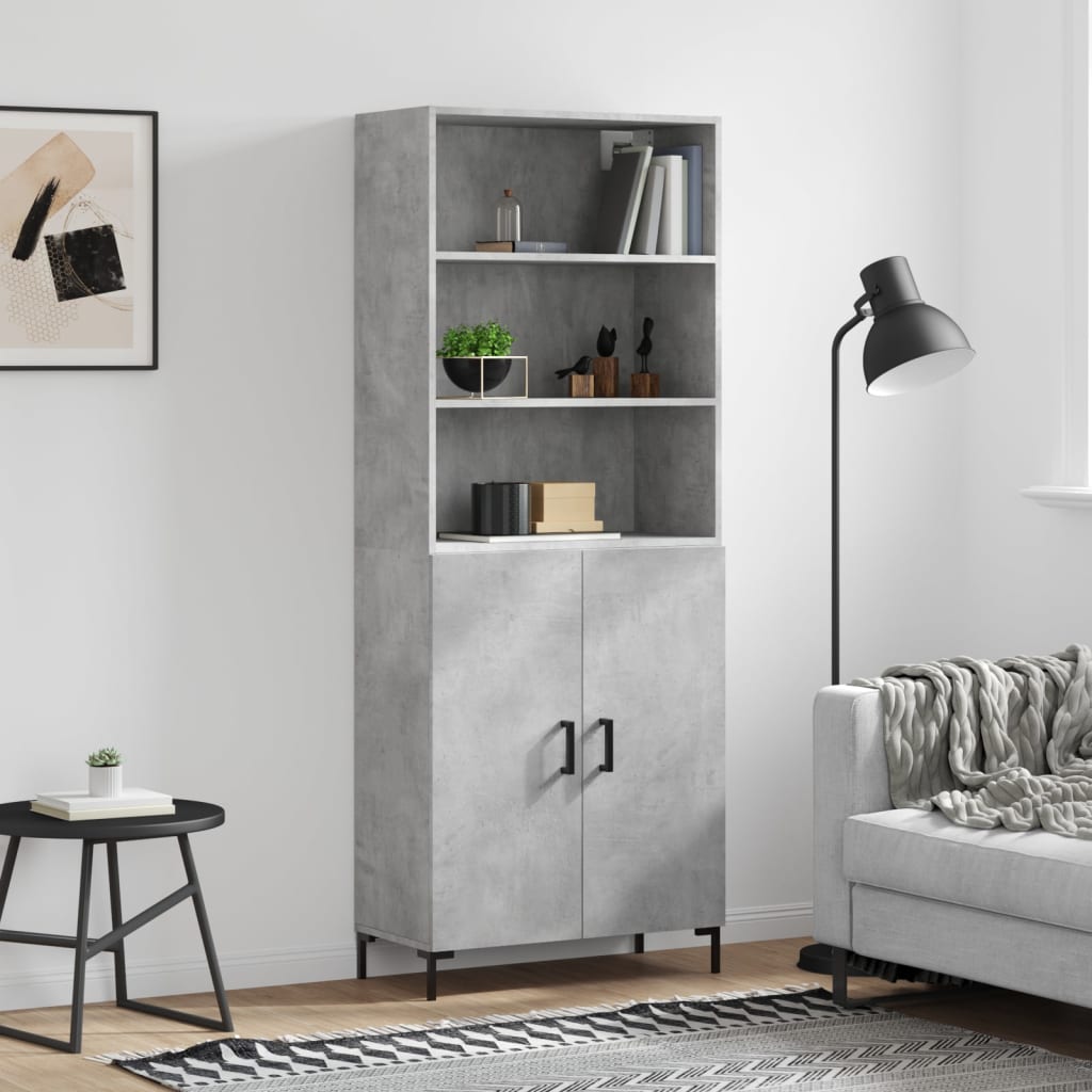 Berkfield Highboard Concrete Grey 69.5x34x180 cm Engineered Wood