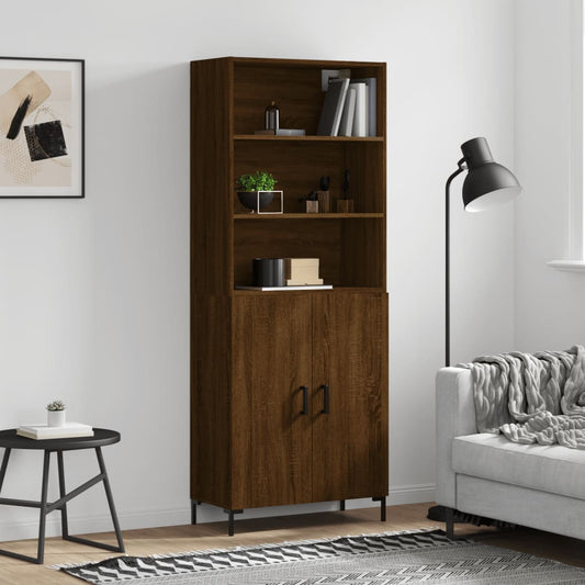 Berkfield Highboard Brown Oak 69.5x34x180 cm Engineered Wood