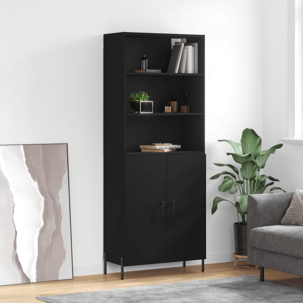 Berkfield Highboard Black 69.5x34x180 cm Engineered Wood