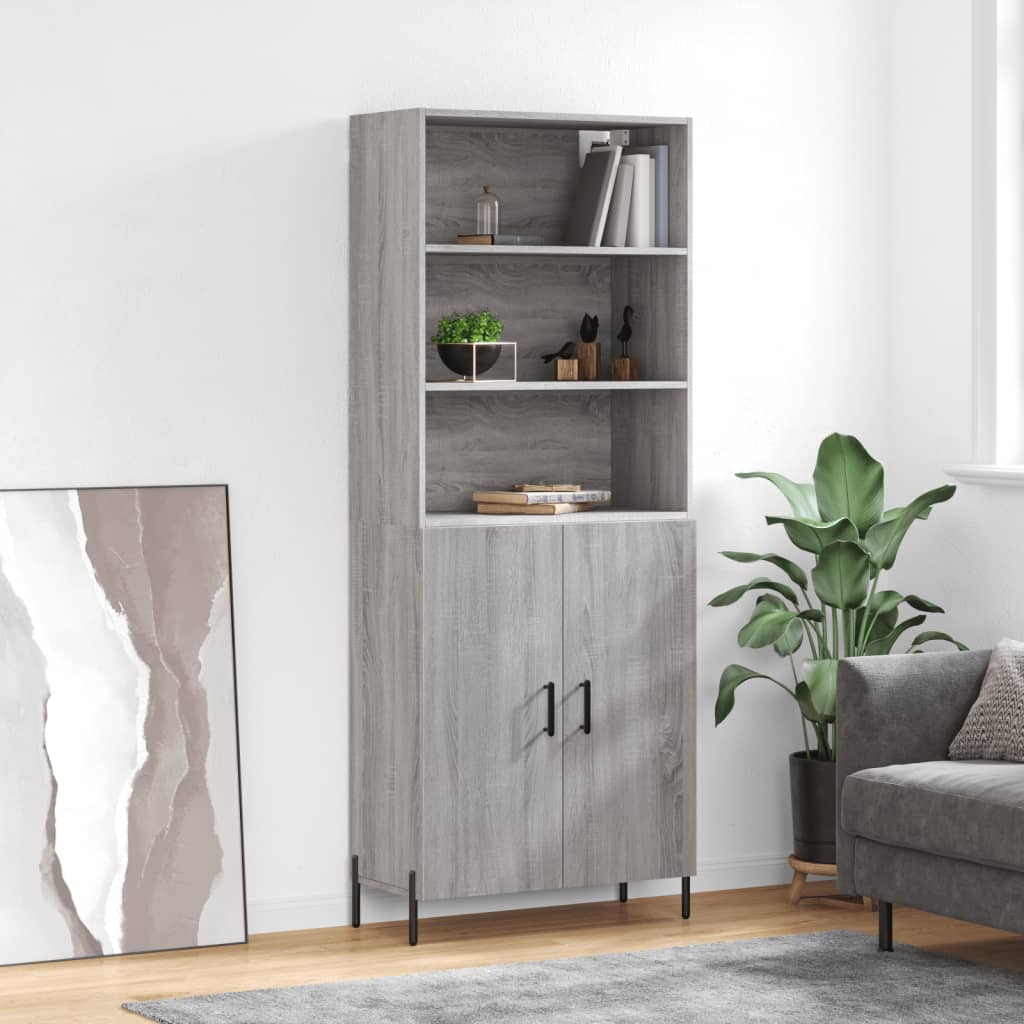 Berkfield Highboard Grey Sonoma 69.5x34x180 cm Engineered Wood