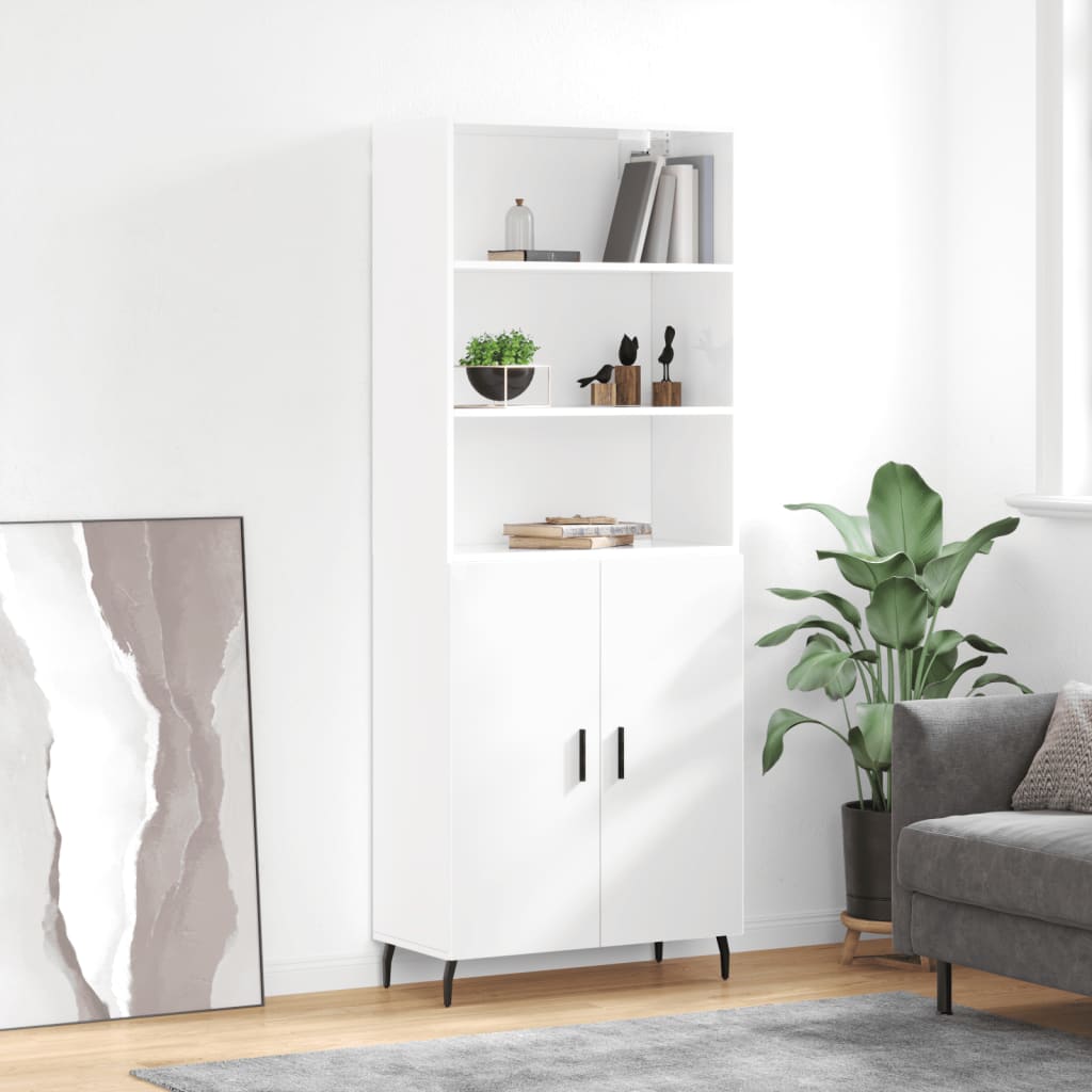 Berkfield Highboard High Gloss White 69.5x34x180 cm Engineered Wood