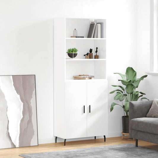 Berkfield Highboard High Gloss White 69.5x34x180 cm Engineered Wood